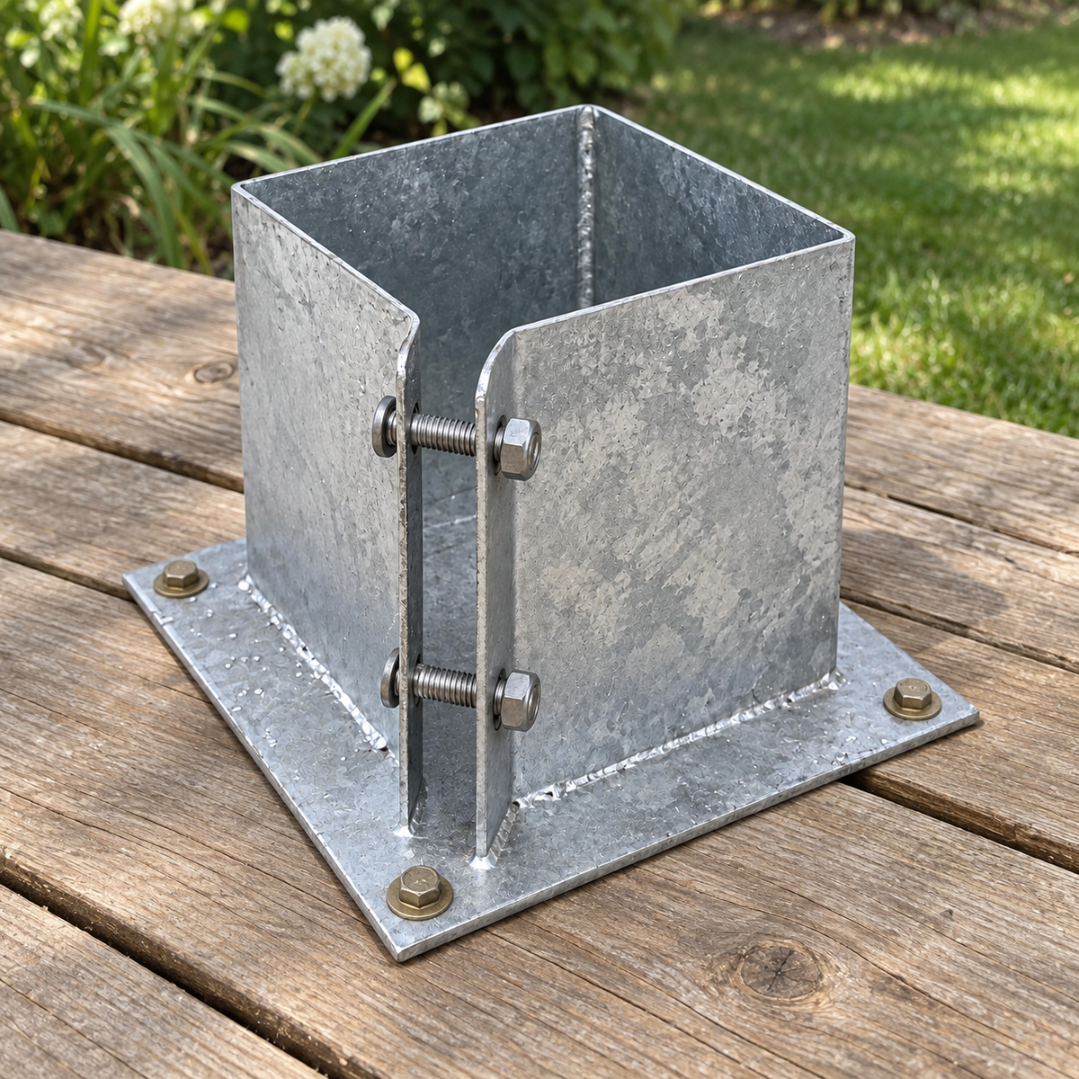 Set of 6x 150×150mm Bolt Down Base Plates with 24 Fixings