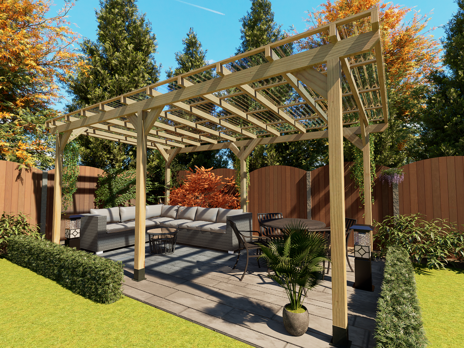 Wayland Clear Pergola Kit - Freestanding Pergola with Clear Roof