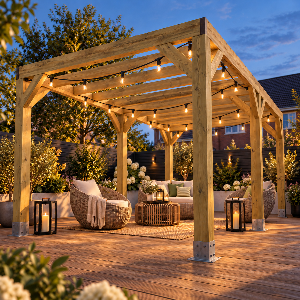 15m Outdoor Festoon Lighting Kit - Warm White