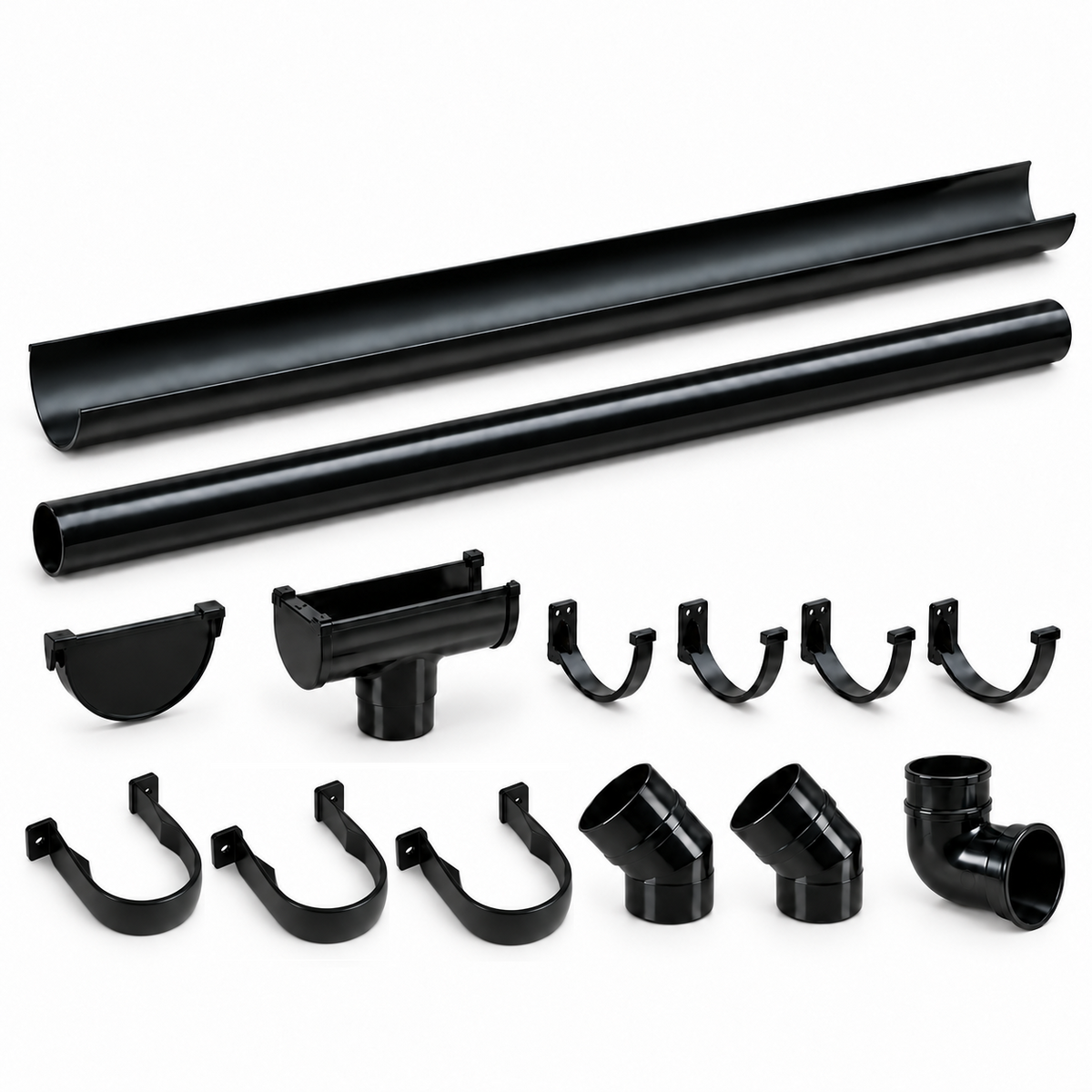 Black uPVC Half Round Gutter Kit