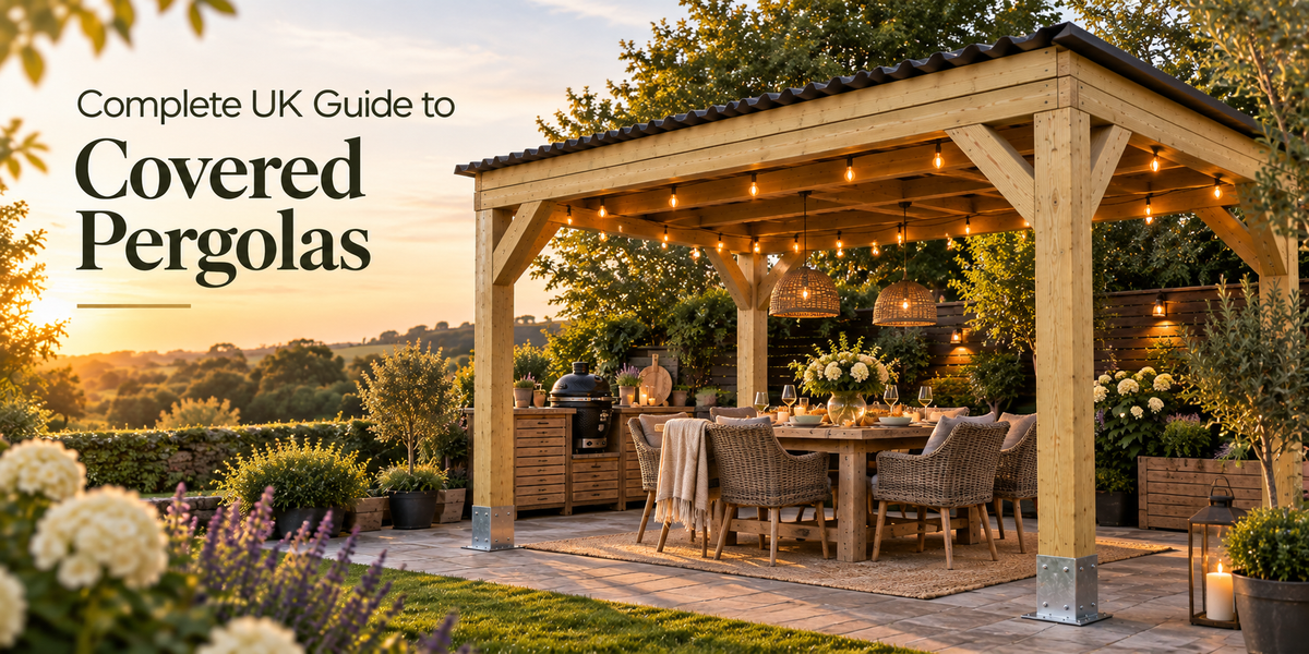 Complete UK guide to  covered pergolas: wooden pergolas with a roof
