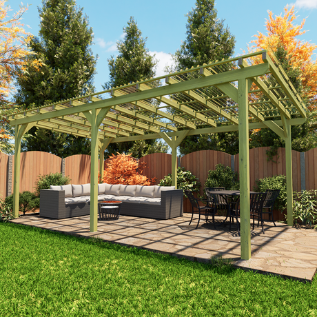 wayland wooden pergola with clear pvc roof