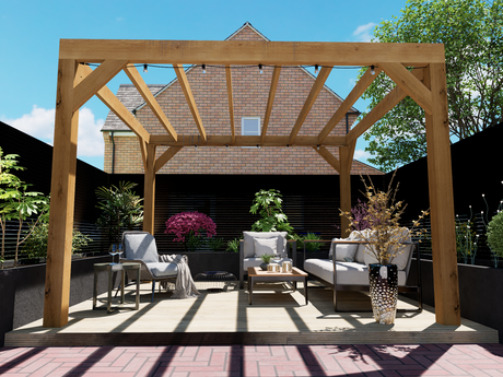 wooden box pergola