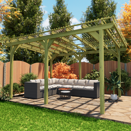 4.2m x 3m wooden pergola with clear roof