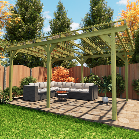 4.8m x 3m wood pergola with clear PVC roof