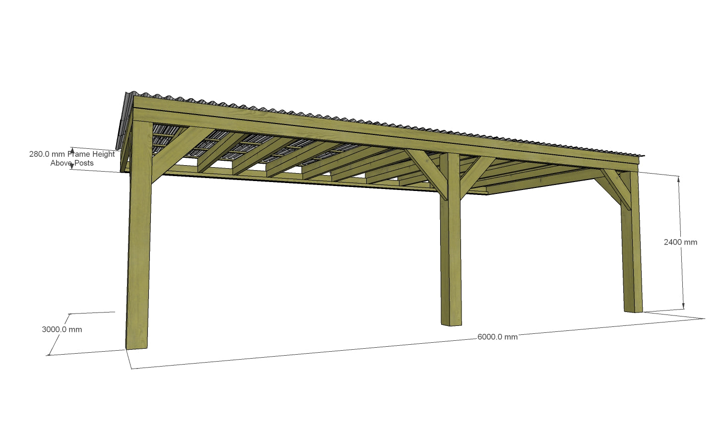 Chunky Wooden Lean to Box Pergola with Clear Roof | Wychwood Clear