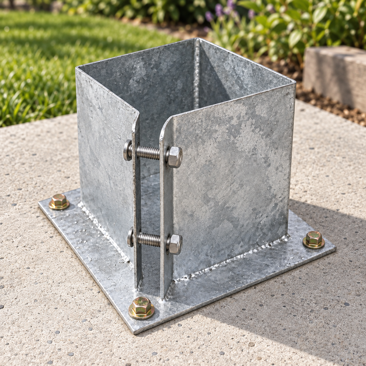 Set of 6x 150×150mm Bolt Down Base Plates with 24 Fixings