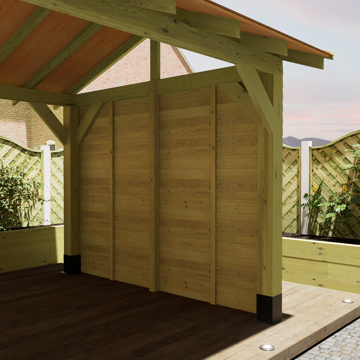 3 metre wooden gazebo side panel kit 01