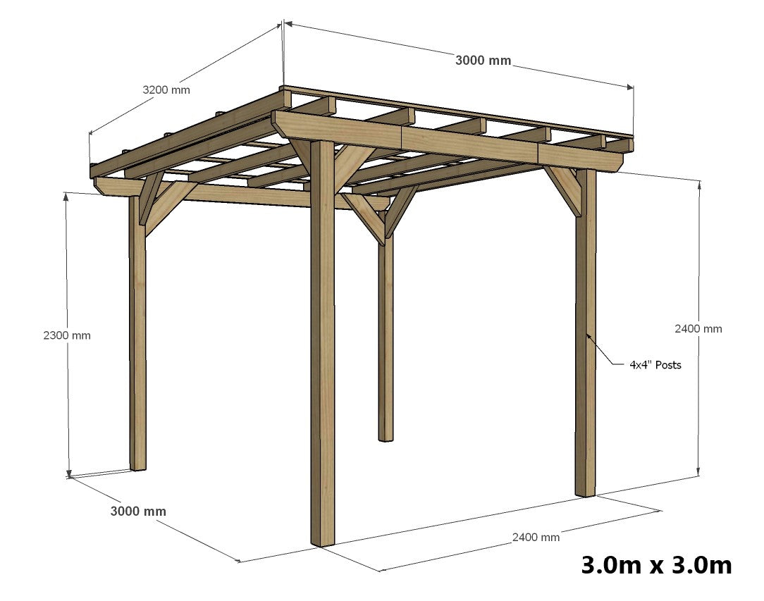 Wayland Wooden Pergola Kit - Freestanding Pergola Frame Only