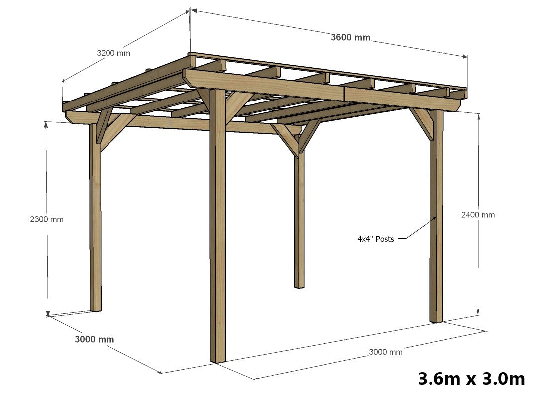 Wayland Wooden Pergola Kit - Freestanding Pergola Frame Only