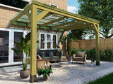 Chunky Wooden Lean to Box Pergola with Clear Roof | Wychwood Clear