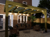 Chunky Wooden Lean to Box Pergola with Clear Roof | Wychwood Clear