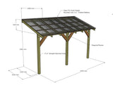 Wooden Lean to Gazebo with Clear Corrugated Roof | Brampton Clear