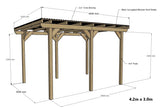 Wayland Black Pergola Kit - Freestanding Pergola with Black Corrugated Roof