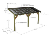 Wooden Lean to Gazebo with Clear Corrugated Roof | Brampton Clear