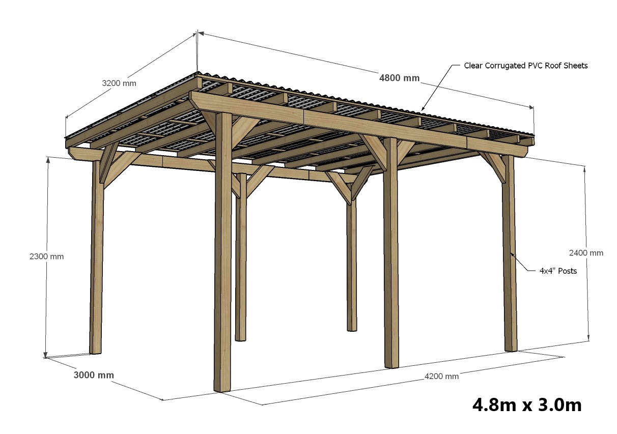 Wayland Clear Pergola Kit - Freestanding Pergola with Clear Roof