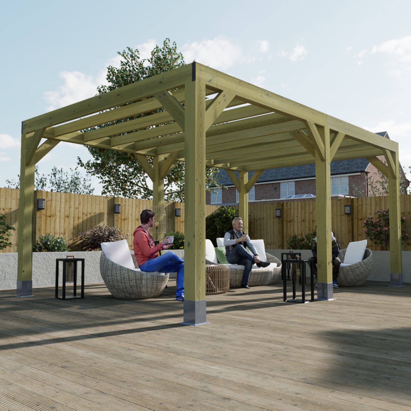 Chunky Box Pergola Kit - 6 Post Design