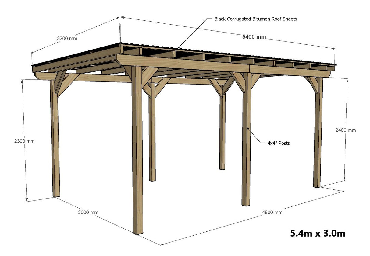 Wayland Black Pergola Kit - Freestanding Pergola with Black Corrugated Roof