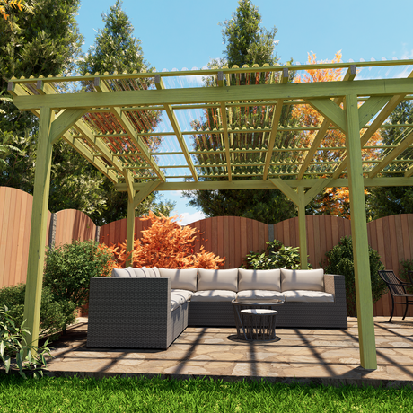 clear roofed wooden pergola