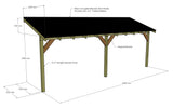 Wooden Lean to Gazebo with Black Corrugated Roof | Brampton Black