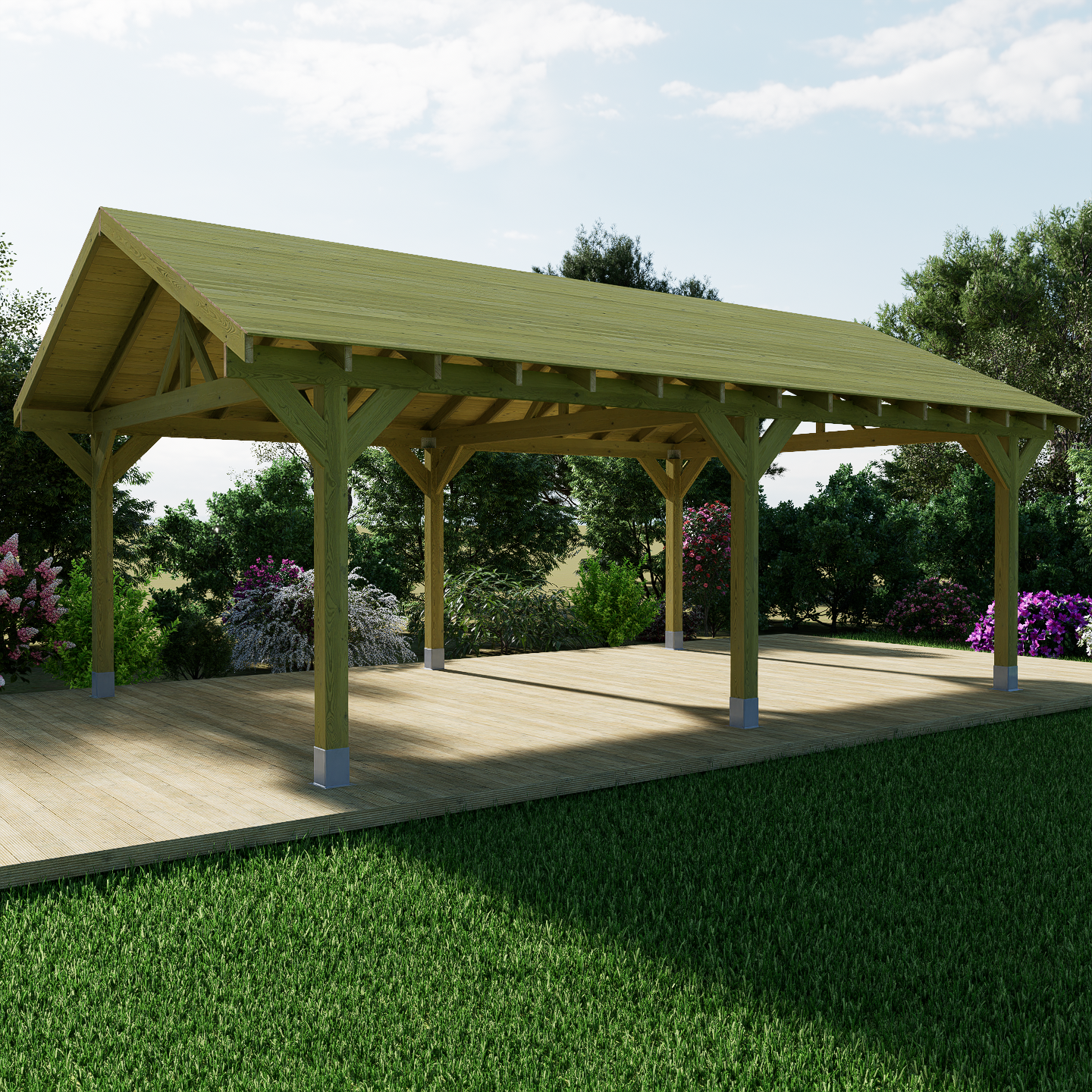 7.2m x 4.8m Wooden Gazebo Kit with T&G Roof Boards