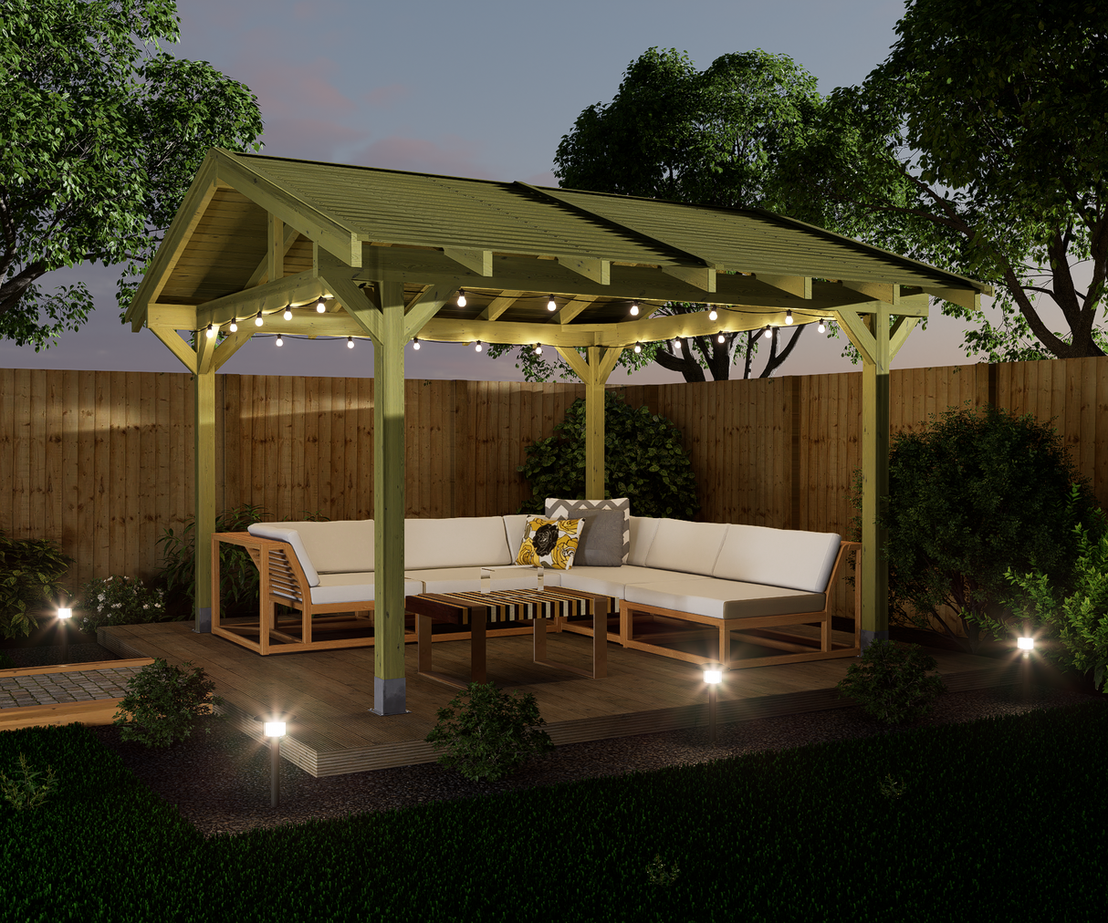 Gazebo with wood slat roof