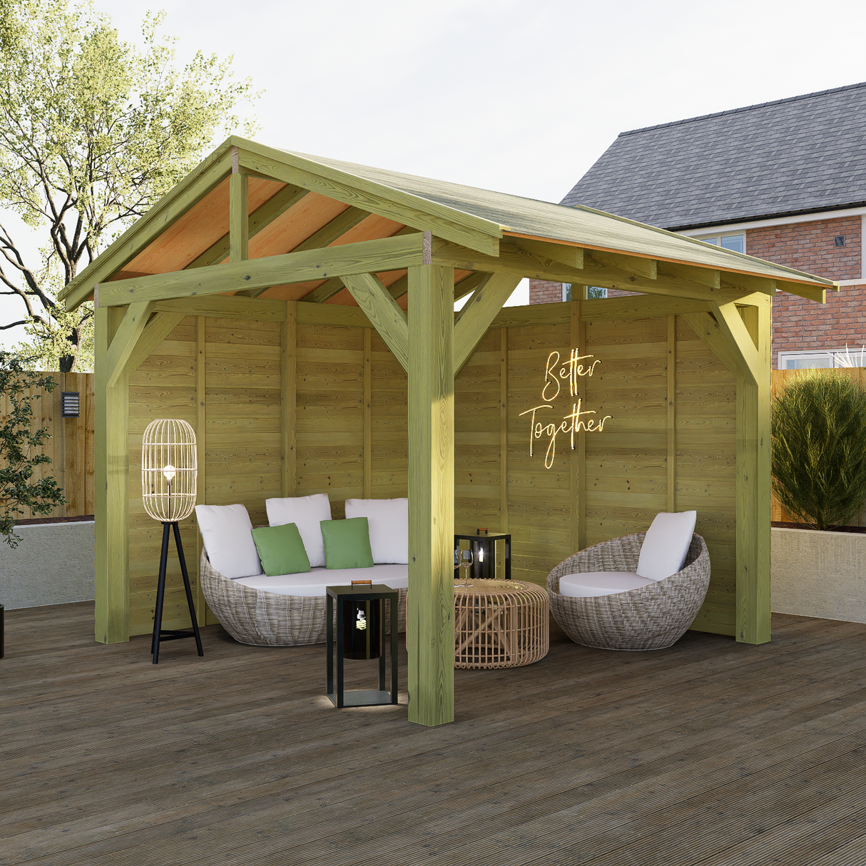 wooden gazebo with side panel kits
