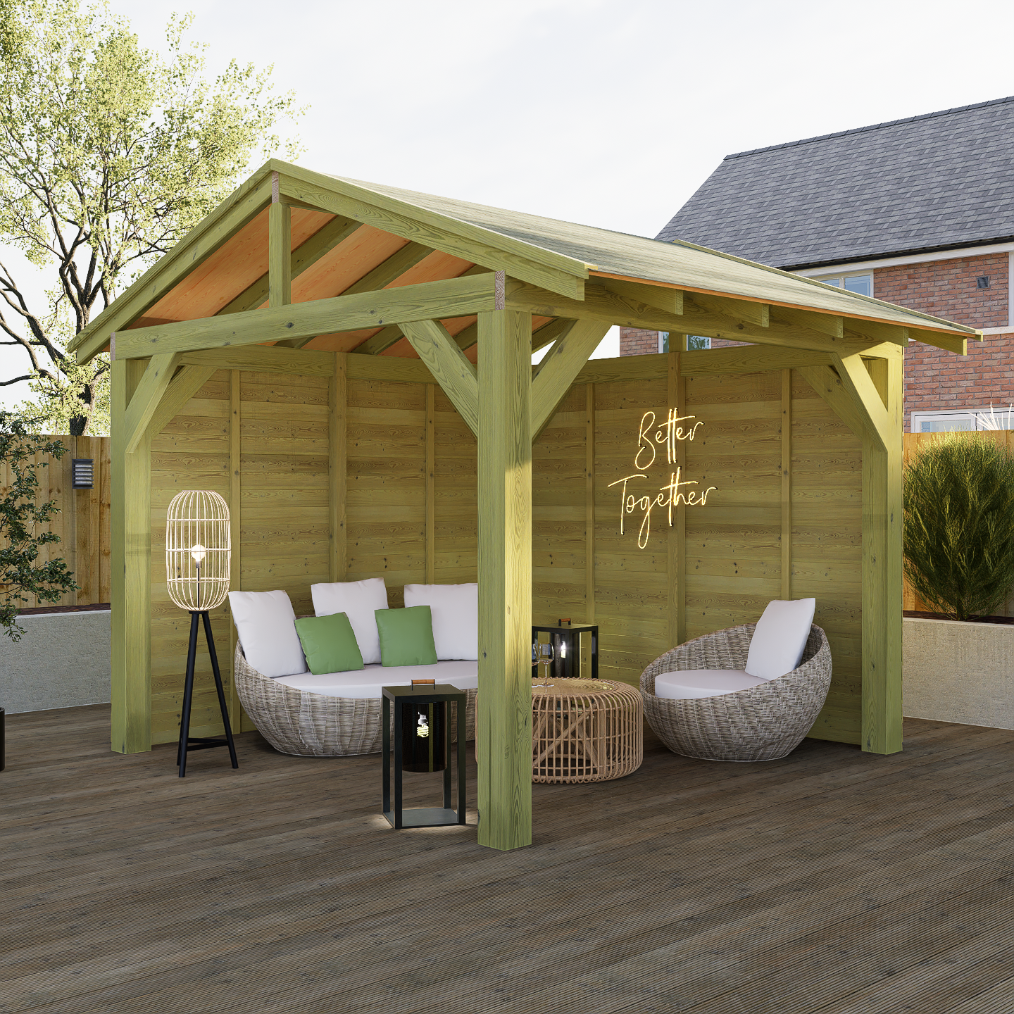 wooden gazebo with side panel kits