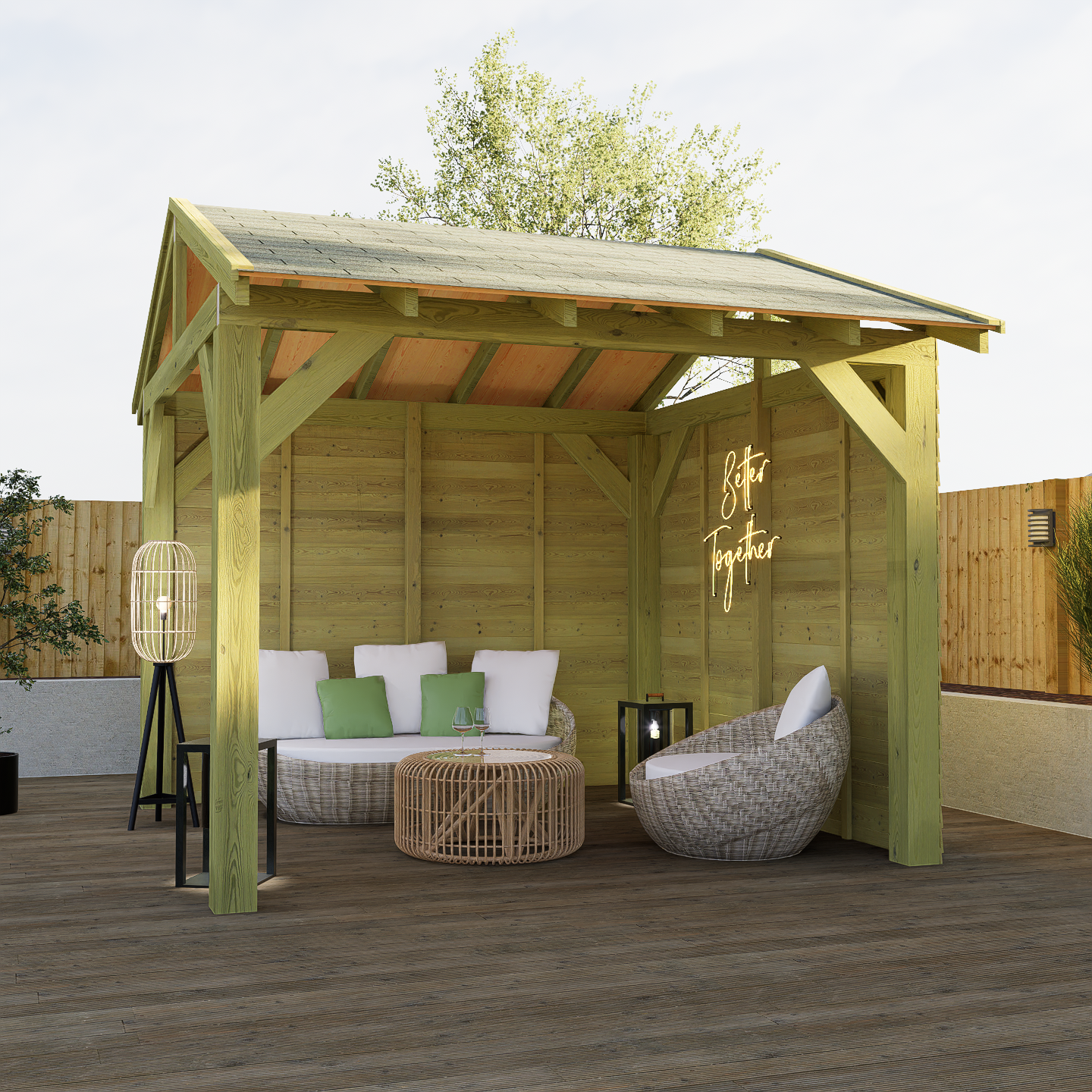 timber gazebo with side panel kits