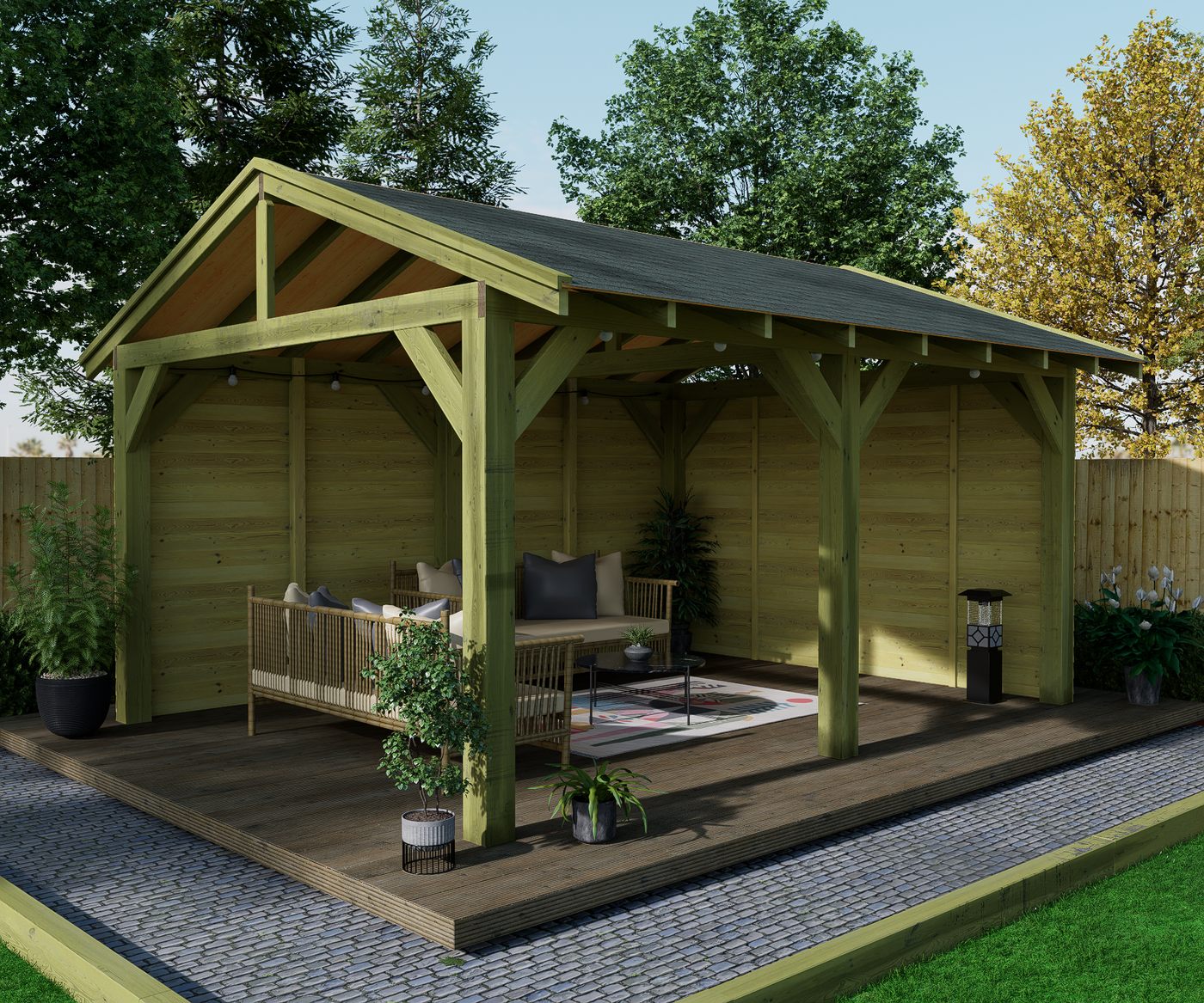 Wooden gazebo with side kits