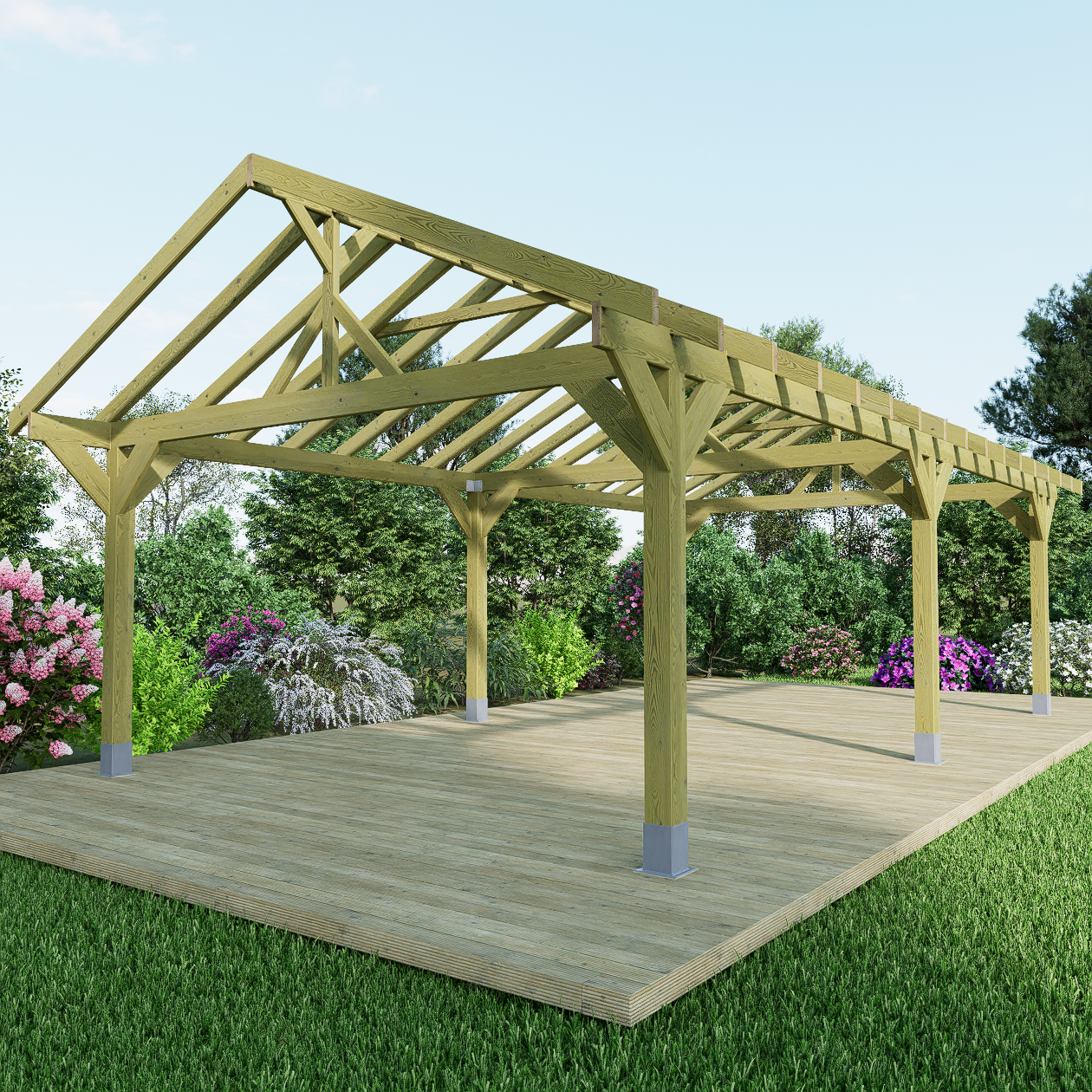 8.4m x 4.8m large timber gazebo apex roof frame diy kit