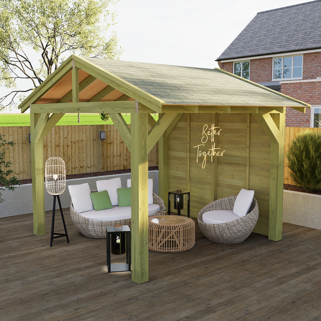 apex wooden gazebo with 1 side panel kit