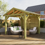 wooden gazebo with side wall