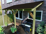 Wooden Lean to Gazebo with Black Corrugated Roof | Brampton Black