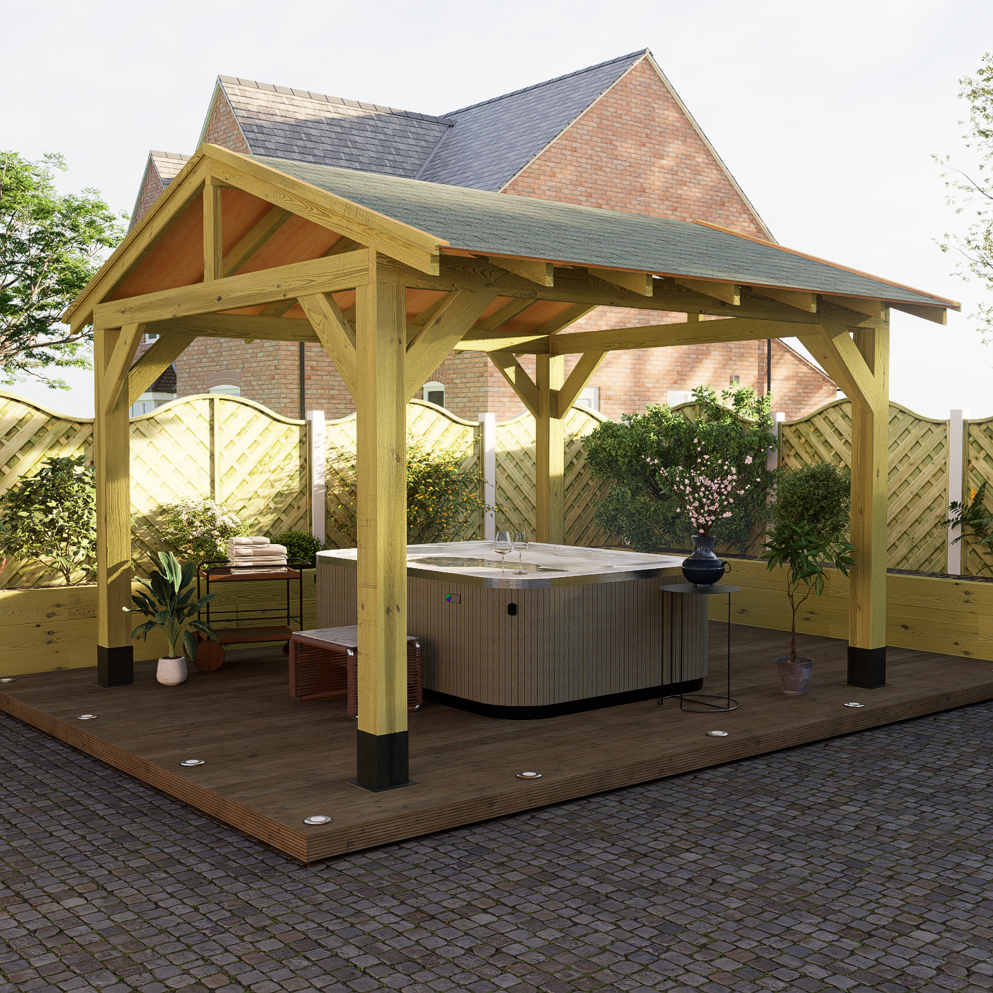 wooden gazebo shingle roof 150x150 posts