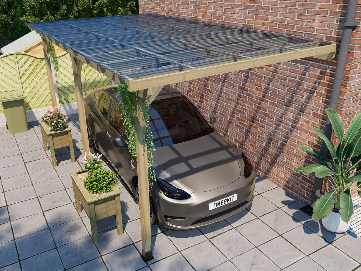 6m x 3m Wooden Lean to Pergola Carport Kit