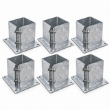 Set of 6x 150×150mm Bolt Down Base Plates with 24 Fixings