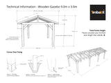 9m x 3m Wooden Gazebo Kit