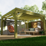 Chunky Wooden Pergola with Clear Roof | Wychwood Clear