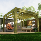 3m x 3m wooden pergola with clear roof