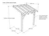 2.4m x 1.52m Wooden Lean to Canopy - Gazebo, Veranda - Frame with Ply & Felt Shingle Roof Kit