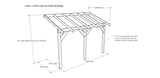 3.6m x 1.52m Wooden Lean to Canopy - Gazebo, Veranda - Frame with Ply & Felt Shingle Roof Kit